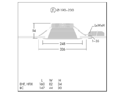 Mazeichnung Zumtobel CETUS3L2000840EHFRWH LED Downlight 840