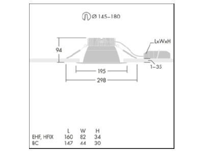 Mazeichnung Zumtobel CETUS3M2000840EHFRWH LED Downlight 840