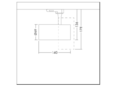 Dimensional drawing Zumtobel LUCA M 38 2100 940WH Downlight spot floodlight