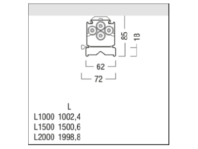 Dimensional drawing Zumtobel TEC C 8000  42936475 Batten luminaire LED not exchangeable TEC C 8000 42936475