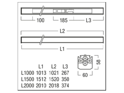 Dimensional drawing Zumtobel TECTON T  22171637 Accessory for luminaires TECTON T 22171637