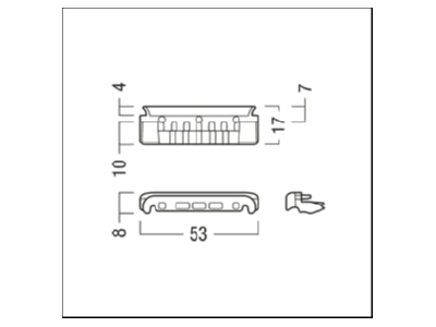 Dimensional drawing Zumtobel TECTON T  22171655 End cap for luminaires TECTON T 22171655