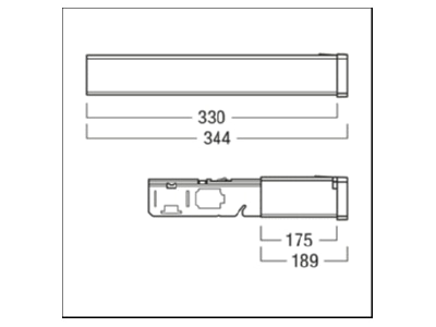 Dimensional drawing Zumtobel TECTON TE 500 SR End feed for luminaires