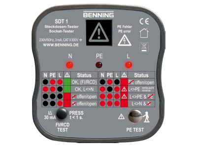 Produktbild 2 Benning BENNING SDT 1 Steckdosentester mit Fingerkontakt