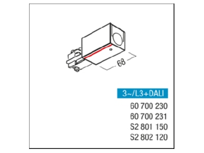 Mazeichnung Zumtobel S2 802120 Anfangseinspeisung 3ph sw Schutzleiter links