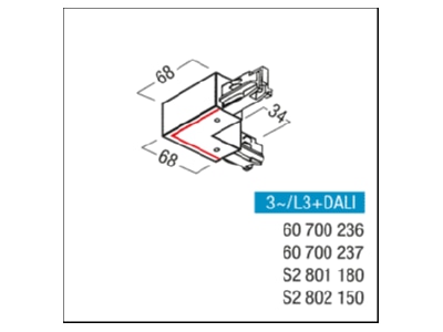 Mazeichnung Zumtobel S2 802150 Winkelverbinder 3ph sw Schutzleiter aussen