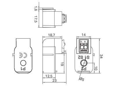 Ma�zeichnung WAGO 855 1700 032 000 Aufsteck Stromwandler 32A 0 32A