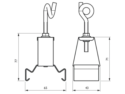 Dimensional drawing Philips Licht LL500Z CB CH WH Chain suspension for luminaires