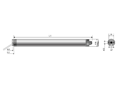 Dimensional drawing Somfy 1242552 Tube mounted motor 30Nm