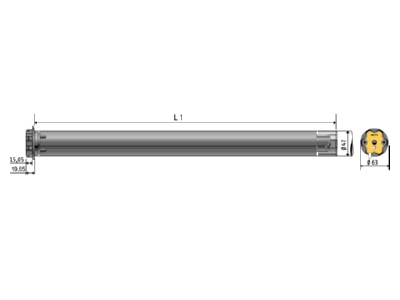 Dimensional drawing Somfy 1243582 Tube mounted motor