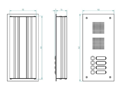 Dimensional drawing Grothe TS 788 1 4 Push button panel door communication