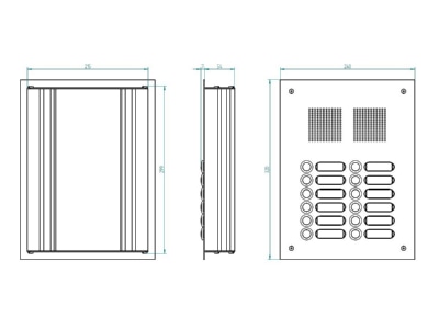 Dimensional drawing Grothe TS 788 2 6 Push button panel door communication