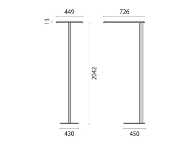 Dimensional drawing Performance in Light 3122109 LED floor lamp 3000K DALI Switch 
