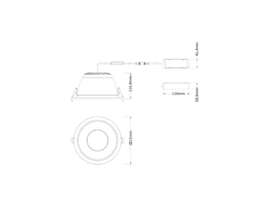 Dimensional drawing Ledvance DLCTD200P30WMSU19 Downlight spot floodlight
