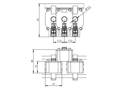 Dimensional drawing 2 WAGO 855 2701 035 001 Amperage measuring transformer 35 1A