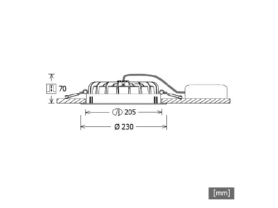 Mazeichnung LTS VTFL 10 2540 weiss LED Einbaudownlight 4000K inkl Konverter