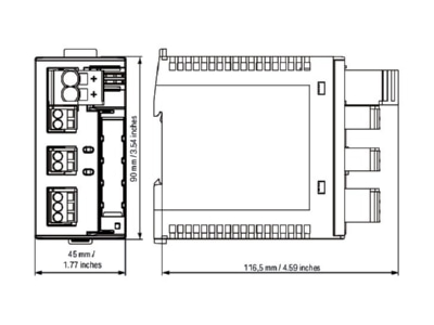 Dimensional drawing WAGO 787 1662 Current monitoring relay 2   10A