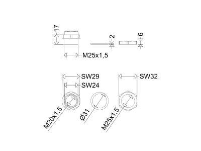 Dimensional drawing Schuch DAE20 25 Accessory for luminaires