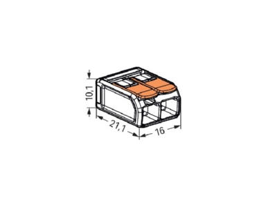 Ma�zeichnung WAGO 221 612 Compact Verbindungsklemme 2 Leiter bis 6qmm