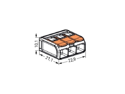 Ma�zeichnung WAGO 221 613 Compact Verbindungsklemme 3 Leiter bis 6qmm