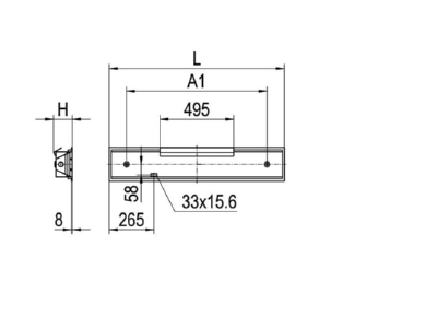 Dimensional drawing Ridi Leuchten EBR L180 620 840T DA Ceiling  wall luminaire 1x42W