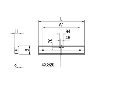 Dimensional drawing Ridi Leuchten ESHL L180 620 840 SM Ceiling  wall luminaire 1x42W