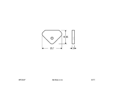 Dimensional drawing EVN APESEAP Mechanical accessory for luminaires