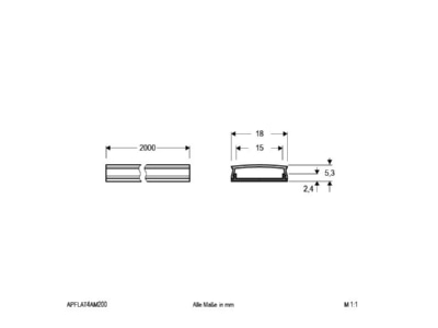 Dimensional drawing EVN APFLAT4AM200 Mechanical accessory for luminaires