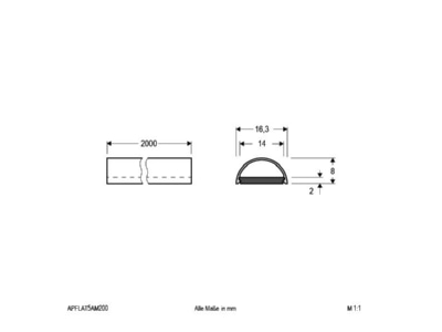 Dimensional drawing EVN APFLAT5AM200 Mechanical accessory for luminaires