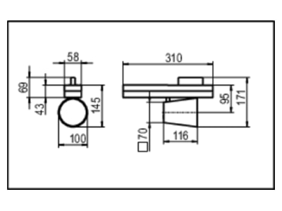 Dimensional drawing Ridi Leuchten CIRQUA L 1X3200 840S Downlight spot floodlight 1x23W