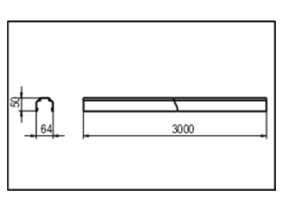 Mazeichnung Ridi Leuchten VLTM 3000 11 SI Tragschiene silber L 3000mm 11 polig