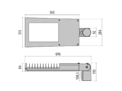 Dimensional drawing Performance in Light 3105162 Luminaire for streets and places