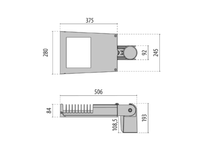 Dimensional drawing Performance in Light 3105203 Luminaire for streets and places