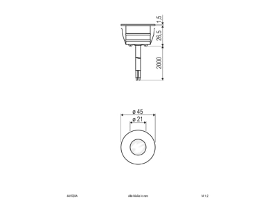 Mazeichnung EVN 441520A LED Bodeneinbauleuchte IP65