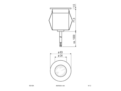 Mazeichnung EVN 652120A LED Bodeneinbauleuchte IP65