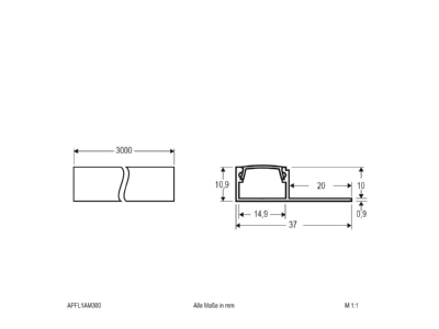 Dimensional drawing EVN APFL1AM300 Accessory for luminaires