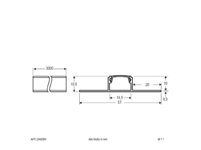 Dimensional drawing EVN APFL2AM300 Accessory for luminaires