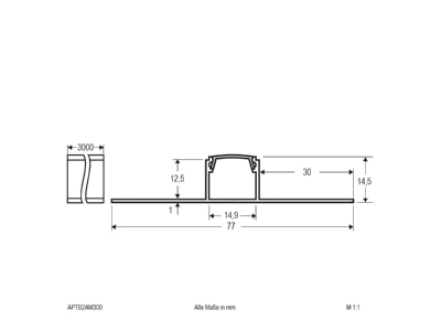 Dimensional drawing EVN APTB2AM300 Accessory for luminaires