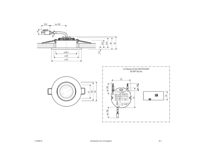 Dimensional drawing EVN PC20D60140 Downlight spot floodlight

