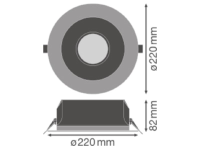 Mazeichnung LEDVANCE DLU19DN195PFM21W4KZB Downlight 4000K UGR19 ZBVR WT