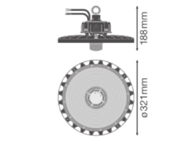 Mazeichnung Ledvance HBSENP147W84070DIP65 LED Hallenleuchte mit Sensor 840  70Gr 