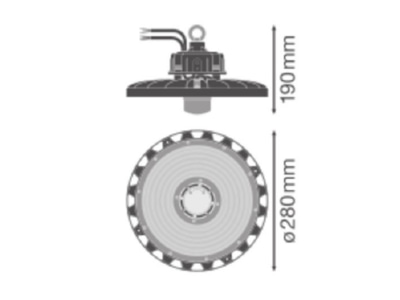 Mazeichnung Ledvance HBSENP87W840110DIP65 LED Hallenleuchte mit Sensor 840  110Gr  