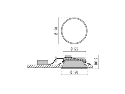 Dimensional drawing Performance in Light 3109843 Downlight spot floodlight 1x15W