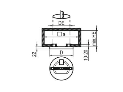 Dimensional drawing Ridi Leuchten SARA220 NDW  0322094 Downlight spot floodlight