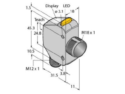 Mazeichnung Turck Q4XTBLAF500 Q8 Opto Sensor Laserdistanzsensor