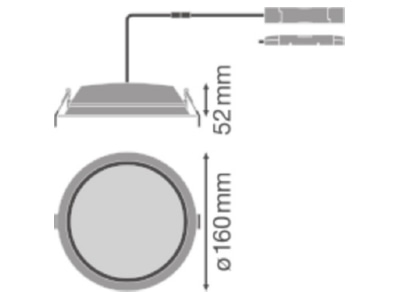Mazeichnung LEDVANCE DLALUDALIDN15014W 3K LED Downlight 3000K DALI