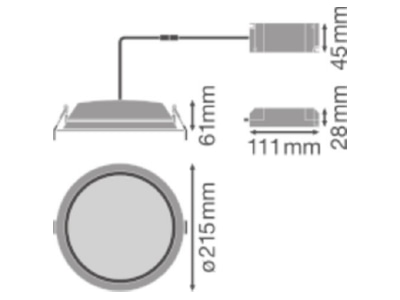 Dimensional drawing LEDVANCE DLALUDALIDN20035W 4K Downlight spot floodlight
