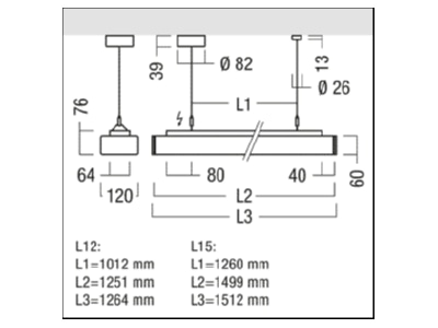 Dimensional drawing Zumtobel ECOOS2 4400 42186821 Ceiling  wall luminaire ECOOS2 440042186821