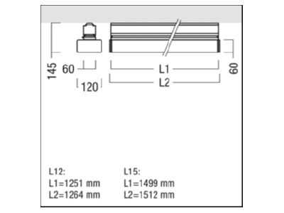 Dimensional drawing Zumtobel ECOOS2 5500 42932538 Ceiling  wall luminaire ECOOS2 550042932538