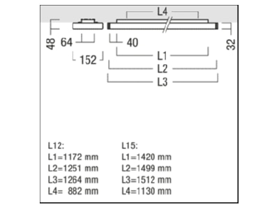 Dimensional drawing Zumtobel ECOOS2 SLIM 42932552 Ceiling  wall luminaire ECOOS2 SLIM42932552